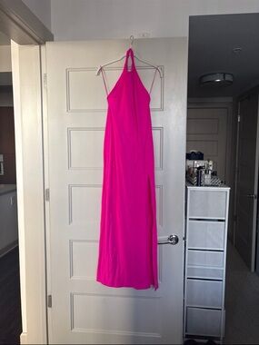 Susana Monaco NWT size medium Hot Pink Halter Maxi Dress with side slit